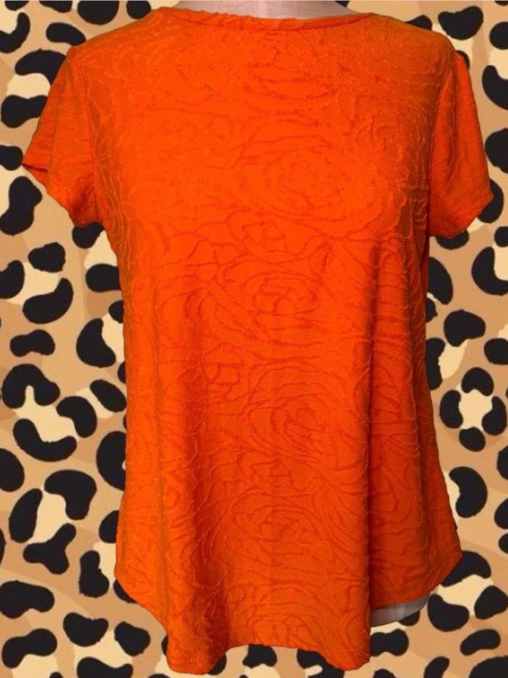 Simply Vera Vera Wang Bright Orange Textured Short-Sleeve Top
